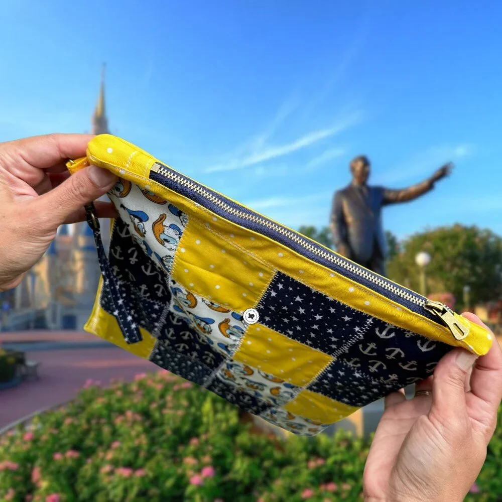 Handmade Quilted Donald Duck Zipper Sleeve for iPad, Book with Wristlet